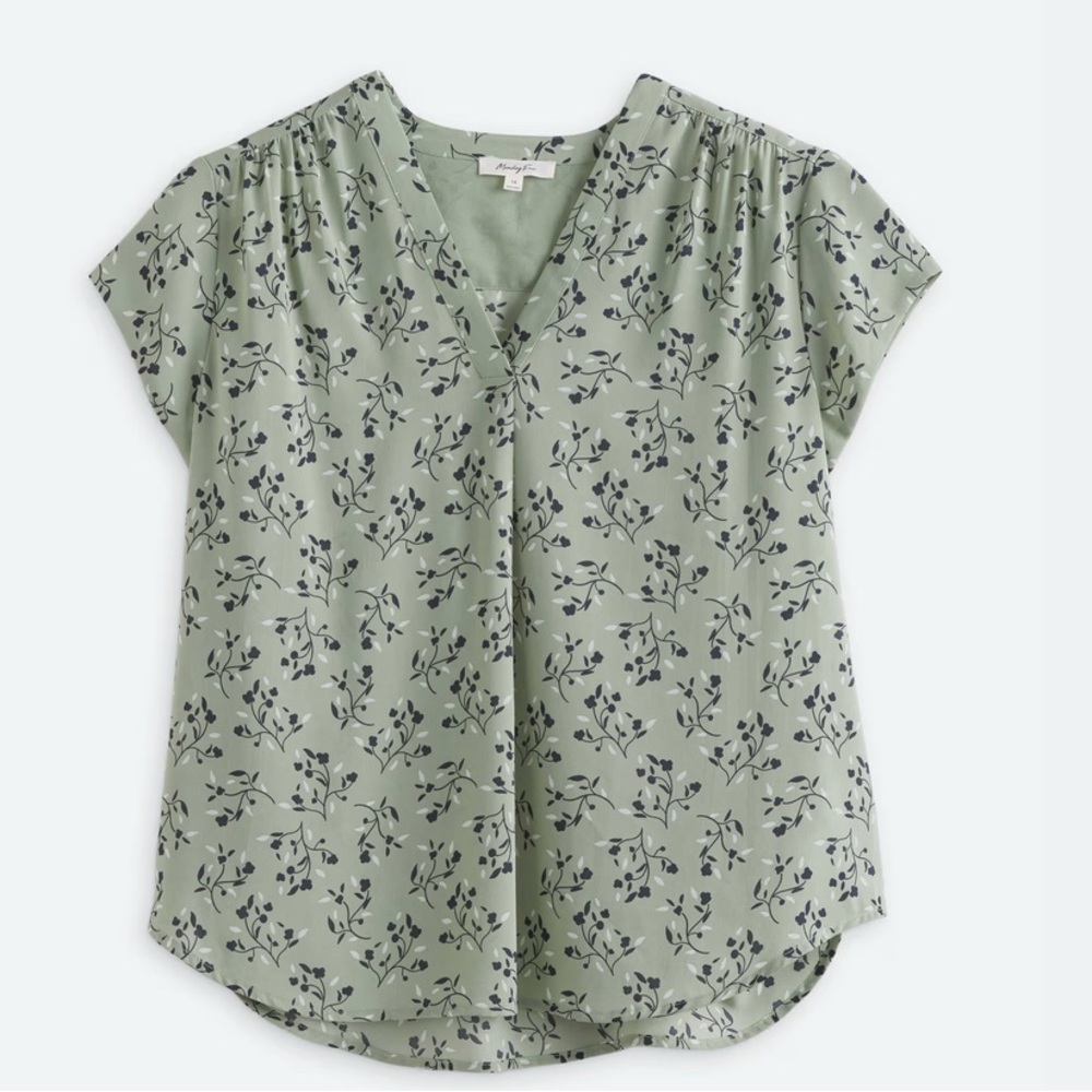 Floral Print Blouse in Green and Blue